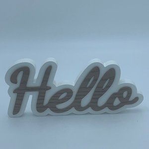 Farmhouse Hello Wood Painted Decor Sign